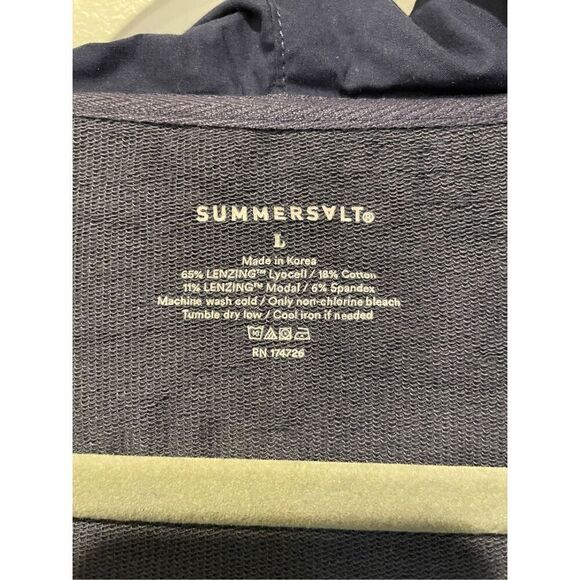 NWT Summersalt Softest French Terry Mixed-Media Hoodie Midnight Blue Sz L - Picture 3 of 9